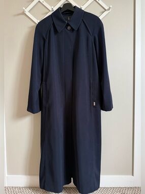 LONDON FOG Navy Blue Trench Coat Button-down Jacket Size 12 (Petite)